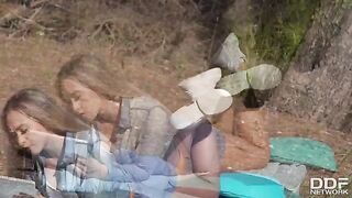 Blondie got fucked in the woods by a lumberman