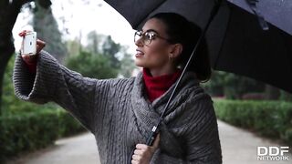 Ddf Network -  Graceful Latin Lady Julia Roca Works Her Hairy Twat for Random Guy in Park