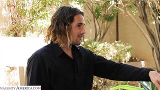 Naughty America - Hot brunette Alice Visby goes to yard sale and ends up getting railed by a married man