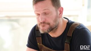 Ddf Network -  Slutty Latvian Girl Fucked by Her Boyfriend than DP'ed with Moving Crew