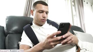 Naughty America - Hot MILF Lolly Dames plays with sons friend's big cock