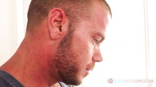 Family HookUps - Cute little teen babe Sadie Pop rides her buff stepdad