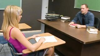 Naughty America - Cute college girl Chastity Lynn gets her wet pussy pumped in class by her big dick professor