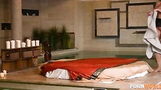 Porn World - Massage Strap-On Session With Ania Kinski and Chloe Turns into Wet DP by the Pool