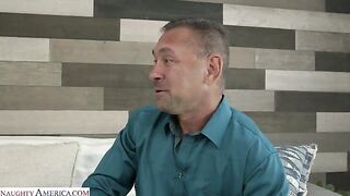 Naughty America - College babe Madison Wilde is in the mood for a mature cock to fill her tight pussy!