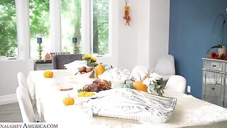 Naughty America - Sexy MILF Charli Phoenix gets her turkey stuffed by a Pilgrim