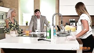 Porn World - Veronica Leal Introduces Her Cleaning Lady To DP Gangbang Fun