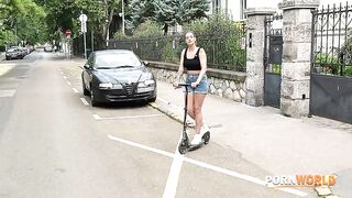 Porn World -  Cock Hungry Ria Sunn Turns Scooter Accident Into An Interracial DP Threesome