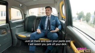 Female Fake Taxi - Suited, Booted, Cums in her Mouth