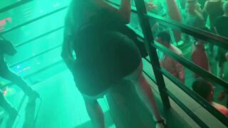 Big-tailed blonde gets excited at the club and ends up having good sex in the bathroom.