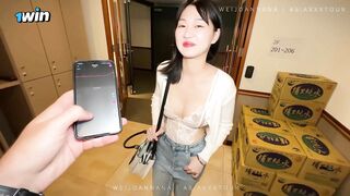 Use vibrator to play with a girl in night market , and have a wonderful sex