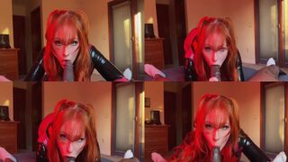 Naomihh666 Pigtail Redhead Sucks Big Black Dildo